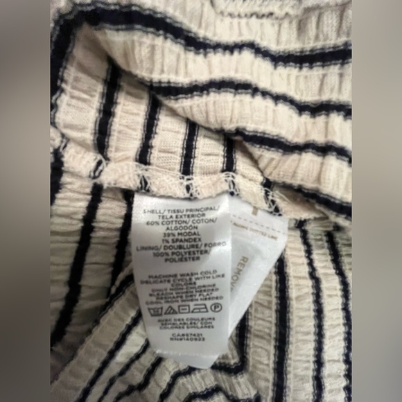 NWT LOFT Striped Tiered Crinkle Cotton-Modal Mini Dress with Pockets Petite - Picture 8 of 9